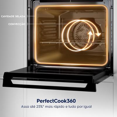 Fogão 5 bocas Electrolux Preto Experience c/ Mesa de Vidro, Grill e PerfectCook360 (FE5CP)