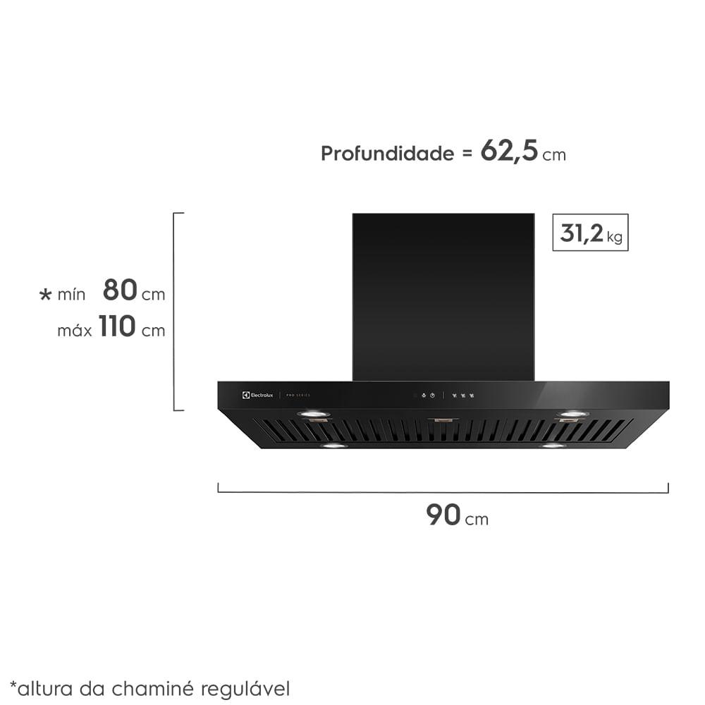 Coifa de Ilha Electrolux 90cm Preta Pro Series com Painel Touch e Filtro Baffle (90CIV) - 4