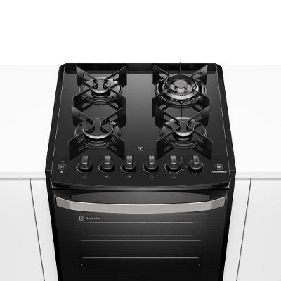 Fogão de Embutir 4 bocas Electrolux Preto Experience Mesa Vidro, Grill e VaporBake (FE4EP)