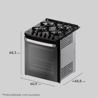 Fogão de Embutir 4 bocas Electrolux Preto Experience Mesa Vidro, Grill e VaporBake (FE4EP)