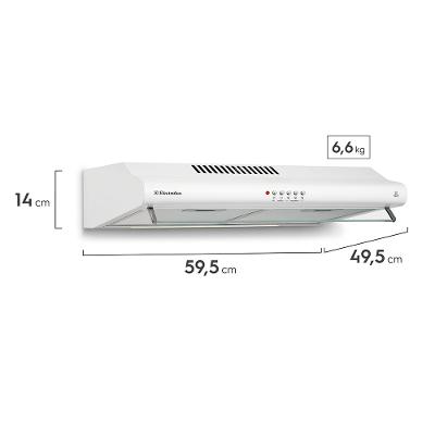 Depurador de Ar Parede Electrolux 60cm Branco com Filtro Lavável e Máscara Captadora de Ar (DE60B)