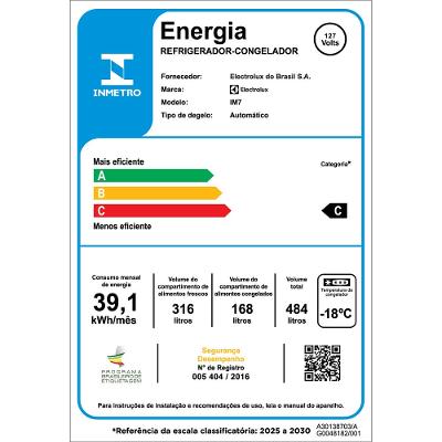 Geladeira Electrolux Frost Free Inverter 480L Efficient AutoSense 3 Portas Branca (IM7)