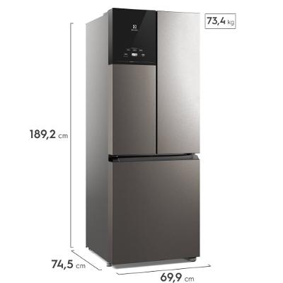 Geladeira Electrolux Frost Free Inverter 480L Efficient AutoSense 3 Portas Inox Look (IM7S)