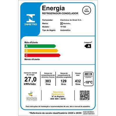 Geladeira Electrolux Frost Free com AutoSense 431L Efficient Duplex Inox Look (TF70S)