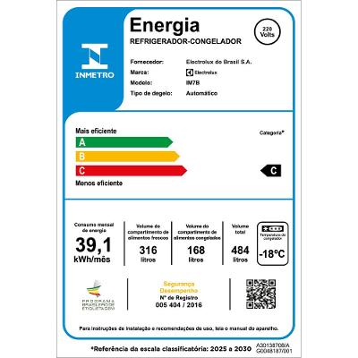 Geladeira Electrolux Frost Free Inverter 484L Efficient AutoSense 3 Portas Black Inox Look (IM7B)
