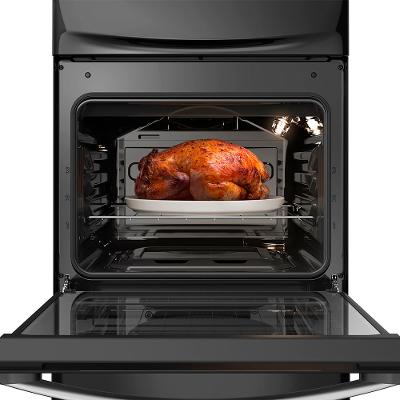 Fogão 4 Bocas Continental Preto Mesa de Vidro, Forno Eco Turbo e Grades Ferro Fundido (FC4GB)