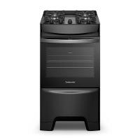 Fogão 4 Bocas Continental Preto Mesa de Vidro, Forno Eco Turbo e Grades Ferro Fundido (FC4GB) - 1