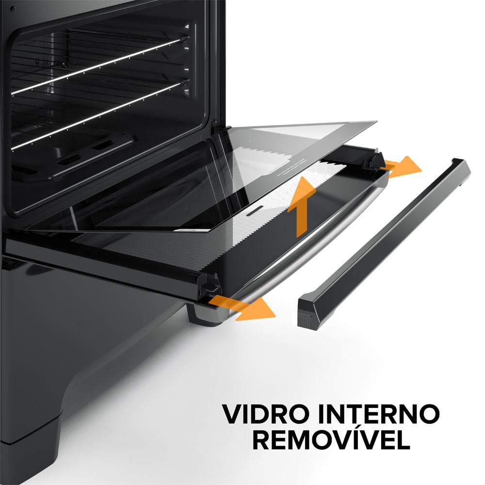 Fogão 5 Bocas Continental Preto Mesa de Vidro, Forno Eco Turbo e Tripla Chama (FC5GB) - 3