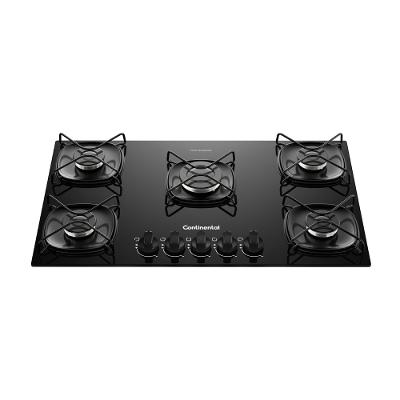 Cooktop 5 Bocas a Gás Continental Mesa de Vidro Preto com Acendimento Automático (KC5GR)