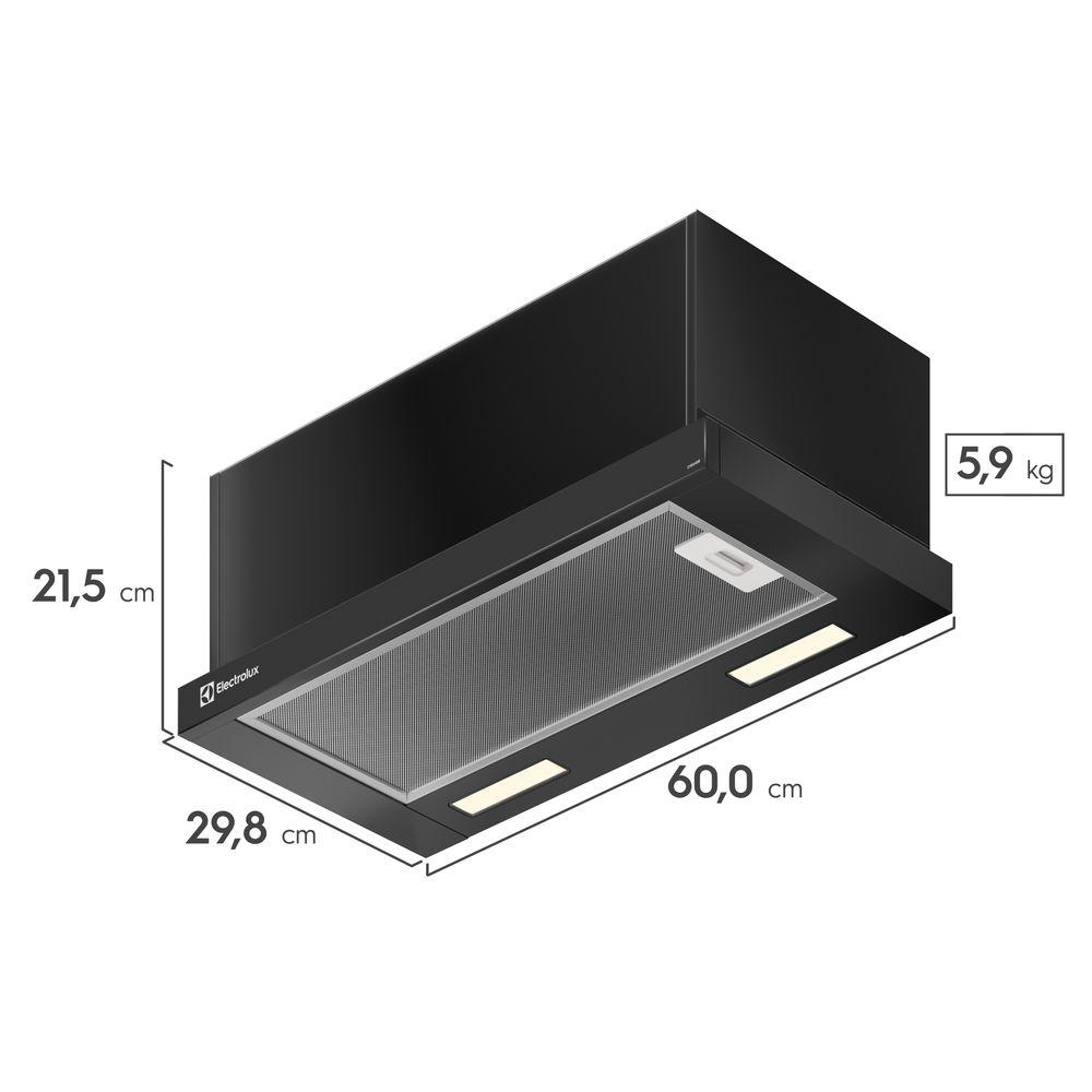 Depurador de Ar Electrolux 60cm Retrátil Preto Efficient com Luz de Led (DE6RB) - 3