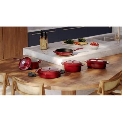 Panela Wok de Ferro Fundido Esmaltado Electrolux Expert 30cm Vermelha