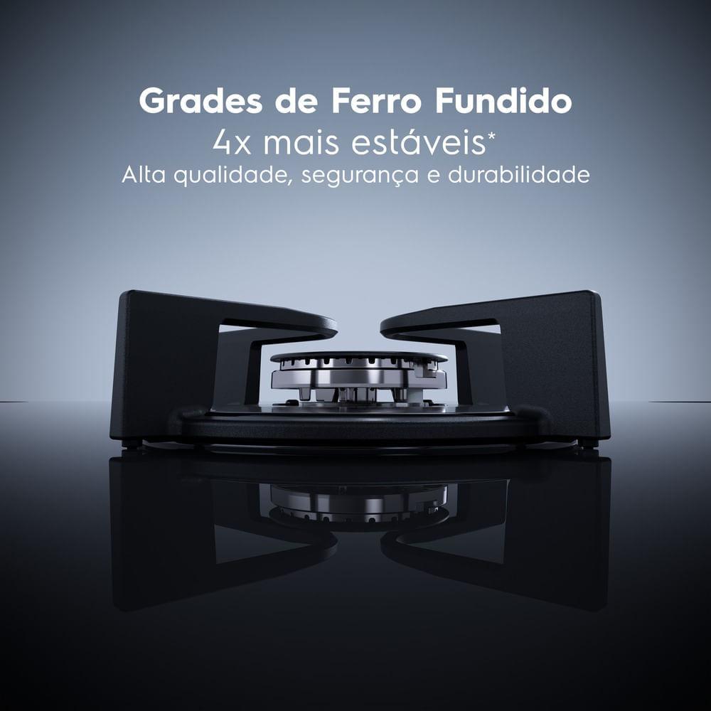 Cooktop 4 Bocas a Gás Electrolux Mesa Vidro Experience Tripla Chama e Grade de Ferro (KE4GC) - 7