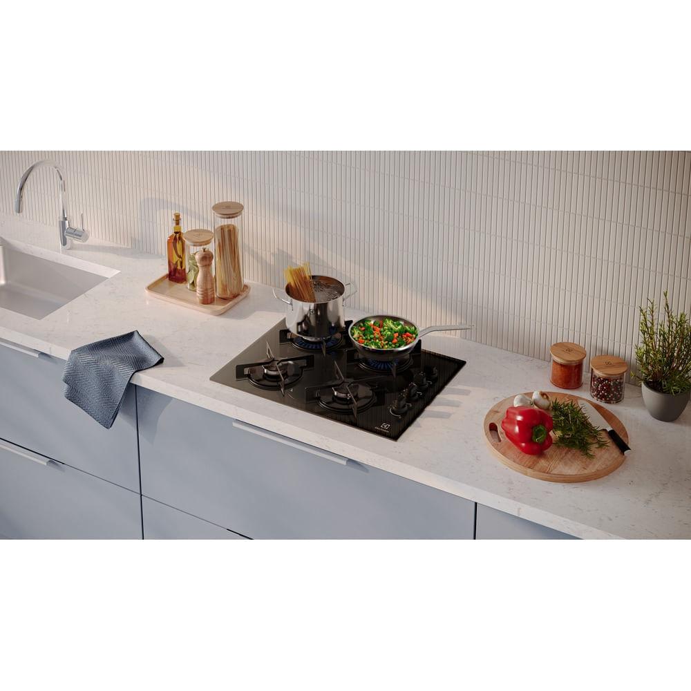 Cooktop 4 Bocas a Gás Electrolux Mesa de Vidro Efficient Grade de Aço Fosco (KE4GR) - 2