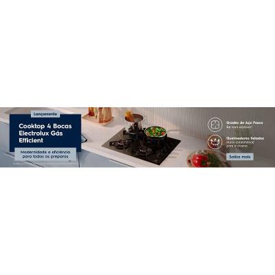 Cooktop 4 Bocas a Gás Electrolux Mesa de Vidro Efficient Grade de Aço Fosco (KE4GR)