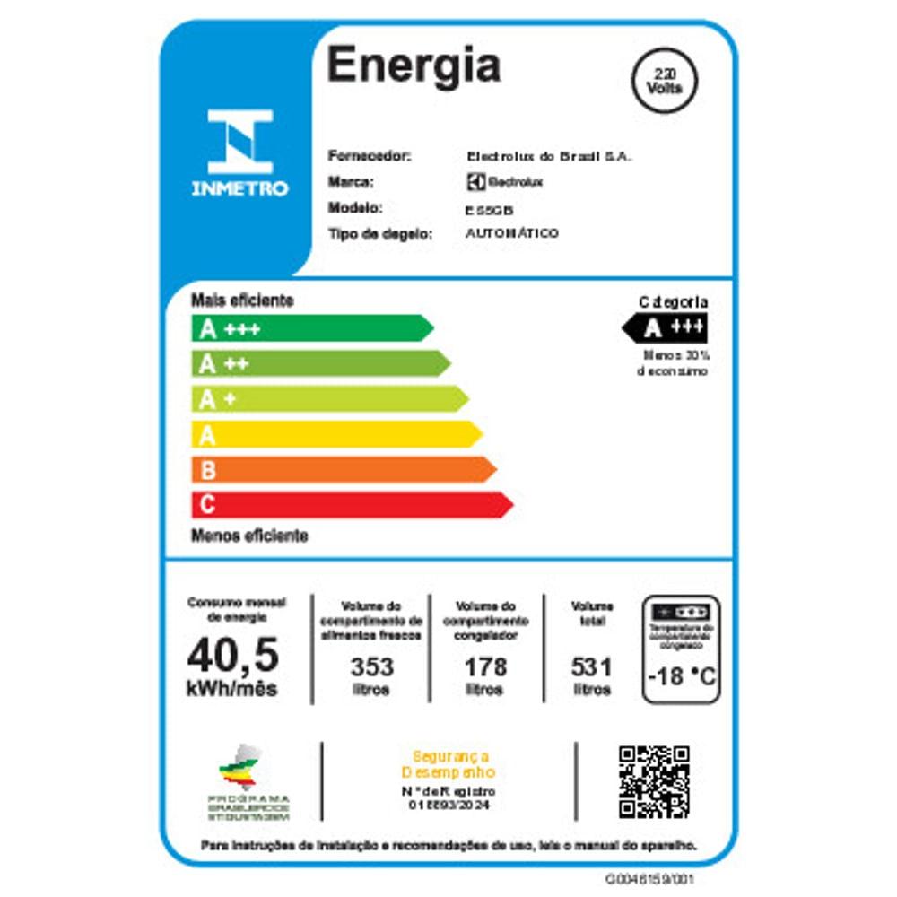 Geladeira Electrolux Frost Free Inverter 526L Efficient com AutoSense Side by Side Vidro Preto (ES5GB) - 6