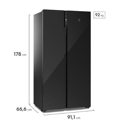 Geladeira Electrolux Frost Free Inverter 526L Efficient com AutoSense Side by Side Vidro Preto (ES5GB)