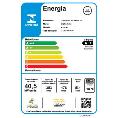 Geladeira Electrolux Frost Free Inverter 526L Efficient com AutoSense Side by Side Vidro Preto (ES5GB)