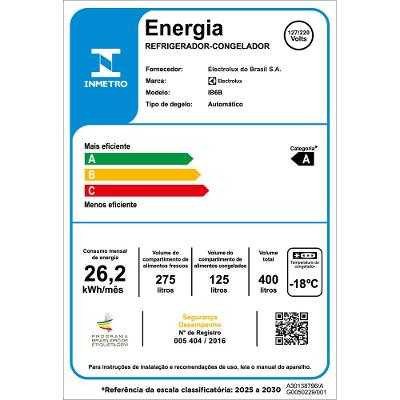 Geladeira Electrolux Frost Free Inverter 400L Efficient AutoSense e Rapid Freeze Inverse Black Inox Look (IB6B)