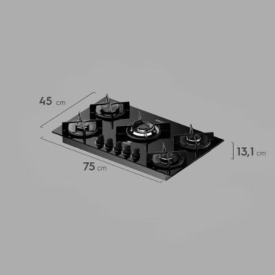 Cooktop 5 Bocas a Gás Electrolux Mesa Vidro Experience ChamaPrecisa e Multi Chama (KE5GC)