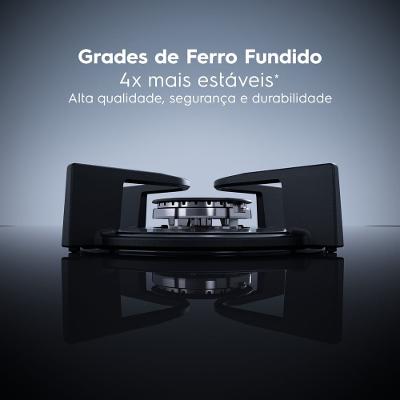 Cooktop 5 Bocas a Gás Electrolux Mesa Vidro Experience ChamaPrecisa, Multi Chama e Grade de Ferro Fundido (KE5GC)