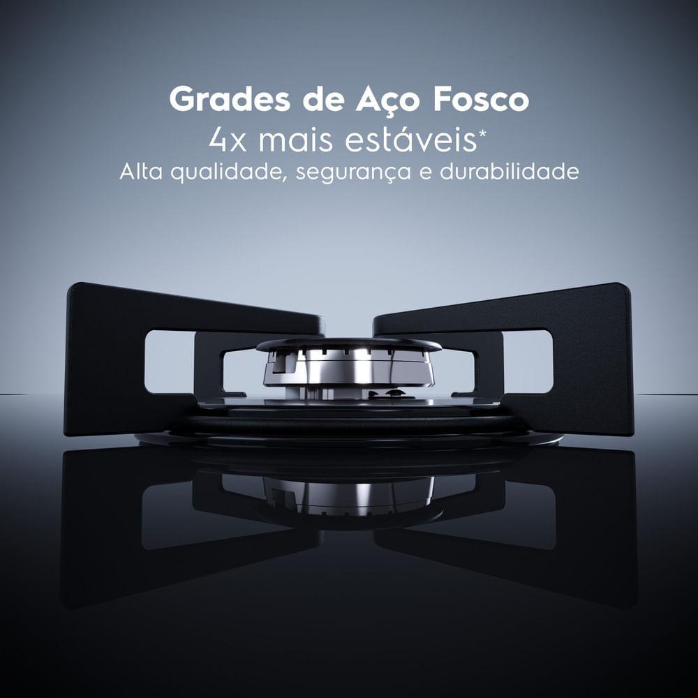 Cooktop 5 Bocas Gás Electrolux Mesa de Vidro Efficient Tripla Chama e Grade Aço Fosco (KE5GT) - 4