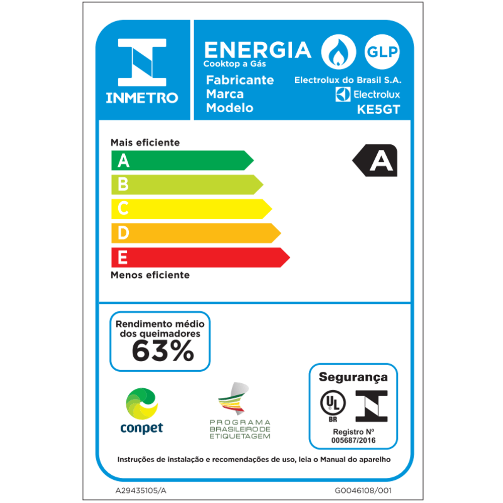 Cooktop 5 Bocas Gás Electrolux Mesa de Vidro Efficient Tripla Chama e Grade Aço Fosco (KE5GT) - 5