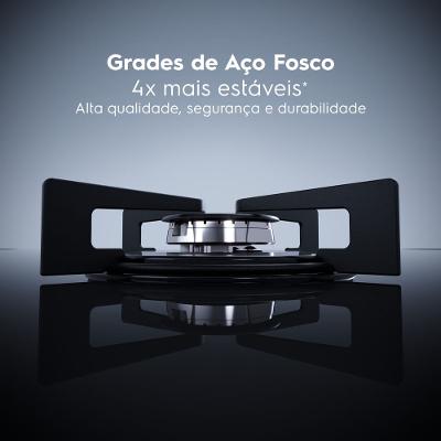 Cooktop 5 Bocas Gás Electrolux Mesa de Vidro Efficient Tripla Chama e Grade Aço Fosco (KE5GT)
