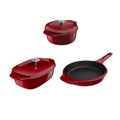 Jogo de Panelas Electrolux de Ferro Fundido Esmaltado Vermelha Expert com 3 Peças