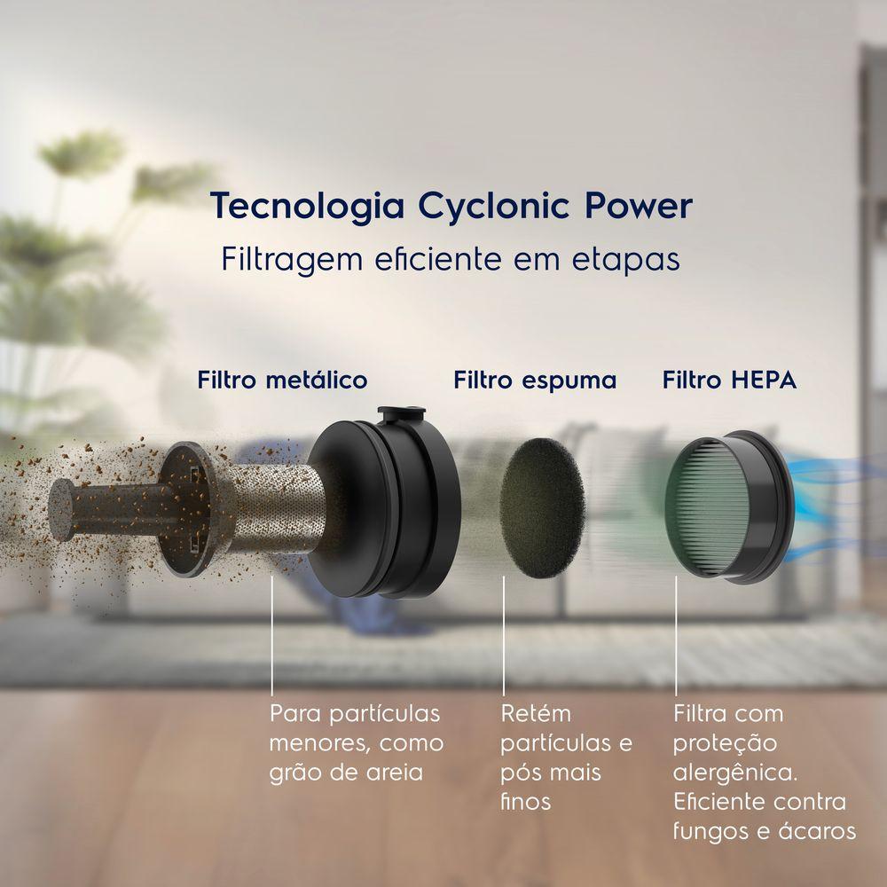 Aspirador de Pó Vertical Sem Fio Electrolux Ergorapido 3 em 1 Cyclonic Power 30 min Cinza (PTEC100) - 3