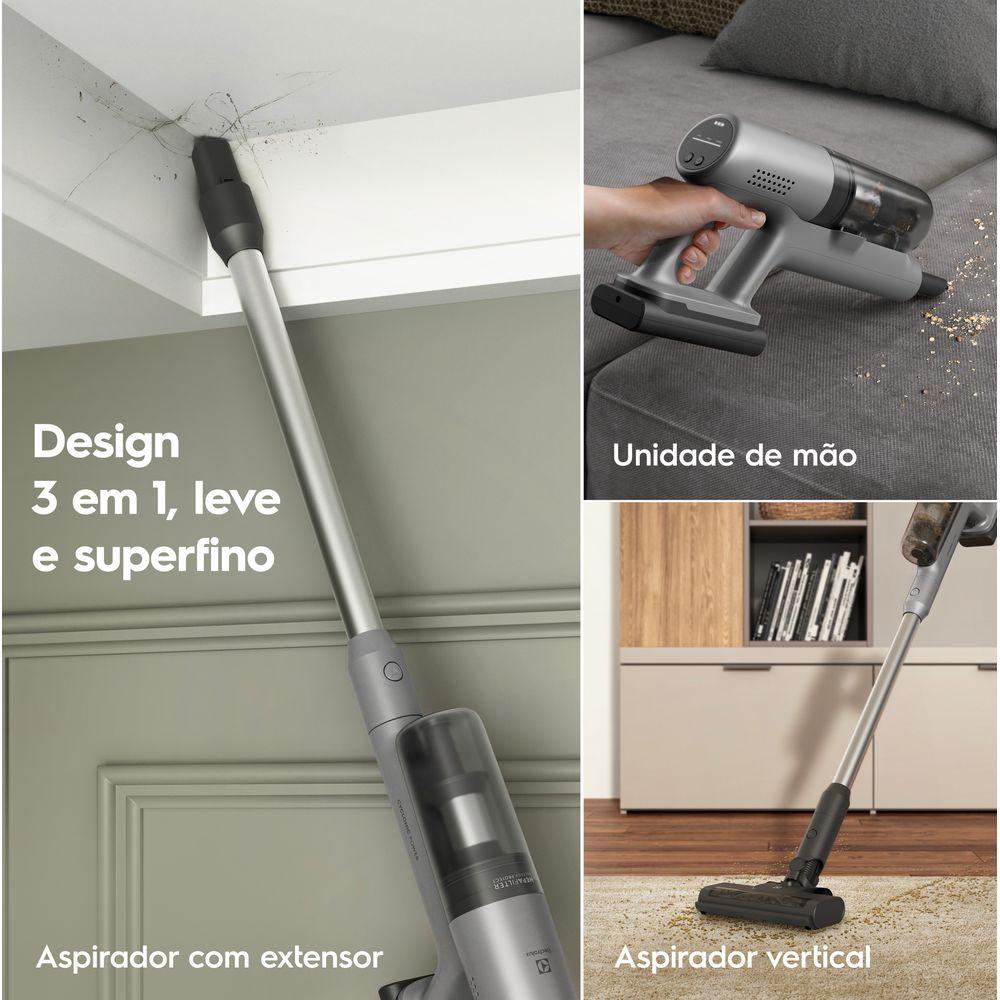 Aspirador de Pó Vertical Sem Fio Electrolux Ergorapido 3 em 1 Cyclonic Power 30 min Cinza (PTEC100) - 7