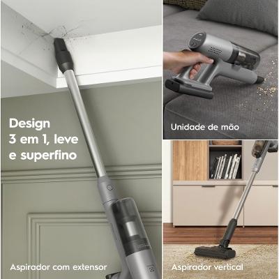 Aspirador de Pó Vertical Sem Fio Electrolux Ergorapido 3 em 1 Cyclonic Power 30 min Cinza (PTEC100)