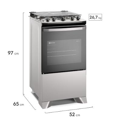 Fogão 4 bocas Electrolux Cinza Efficient Mesa Inox, PerfectCook e VaporBake® (FE4IG)