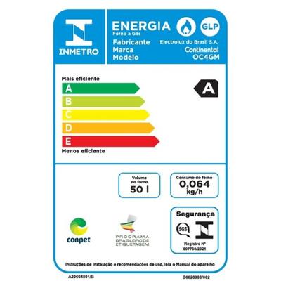 Forno de Embutir a Gás Continental 50L com TOPLimpaFácil (OC4GM)