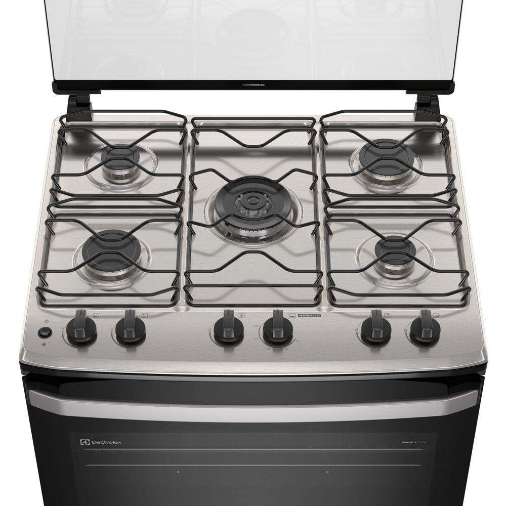 Fogão 5 bocas Electrolux Branco Efficient Mesa Inox, PerfectCook e VaporBake® (FE5IW) - 5