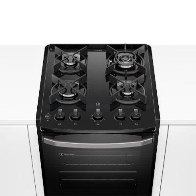 Fogão de Embutir 4 bocas Electrolux Preto Experience Mesa Vidro e VaporBake (FE4BB)