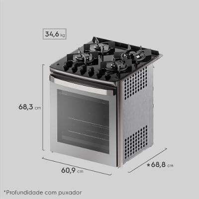 Fogão de Embutir 4 bocas Electrolux Cinza Experience Mesa de Vidro, Grill e PerfectCook360 (FE4EG)