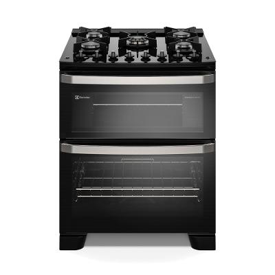 Fogão 5 bocas Electrolux Preto Experience Mesa de Vidro, 2 Fornos e PerfectCook360 (FE5DB)