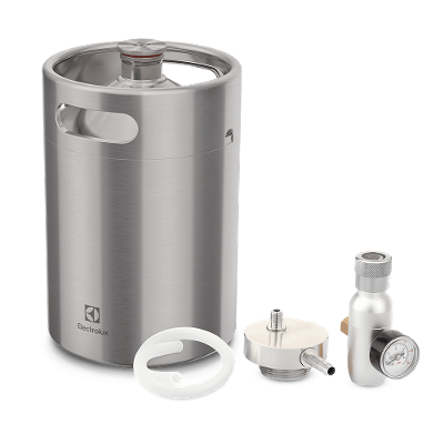 Barril de Chopp Electrolux Mini Keg 5L Inox com conectores para Torre de Chopp