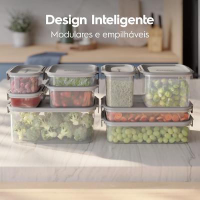 Potes Herméticos de Plástico Electrolux Cinza 4 Unidades Empilháveis Modulares
