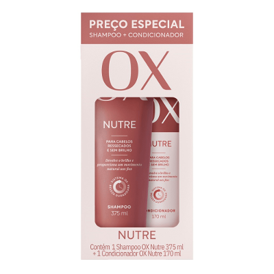 OX Cosmeticos Nutre Kit – Shampoo 375ml + Condicionador 170ml
