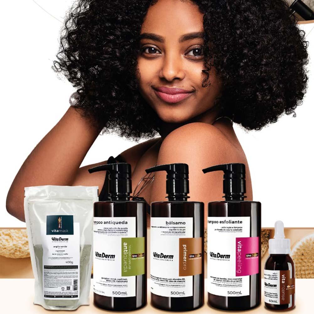 Vita Derm Spa Capilar Kit – Shampoo Esfoliante + Antiqueda + Bálsamo + Argila + Elixir - 8