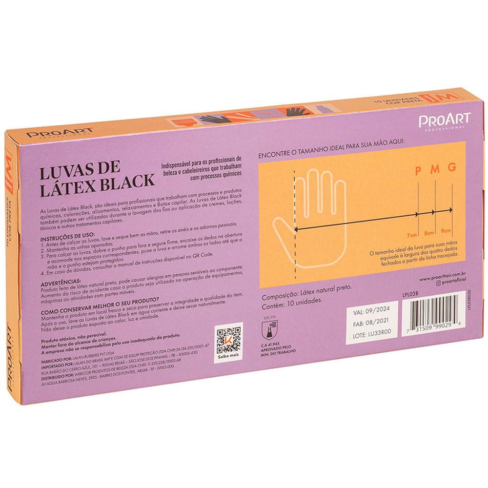 Luvas de Látex Proart Black - 10 Unidades - 3