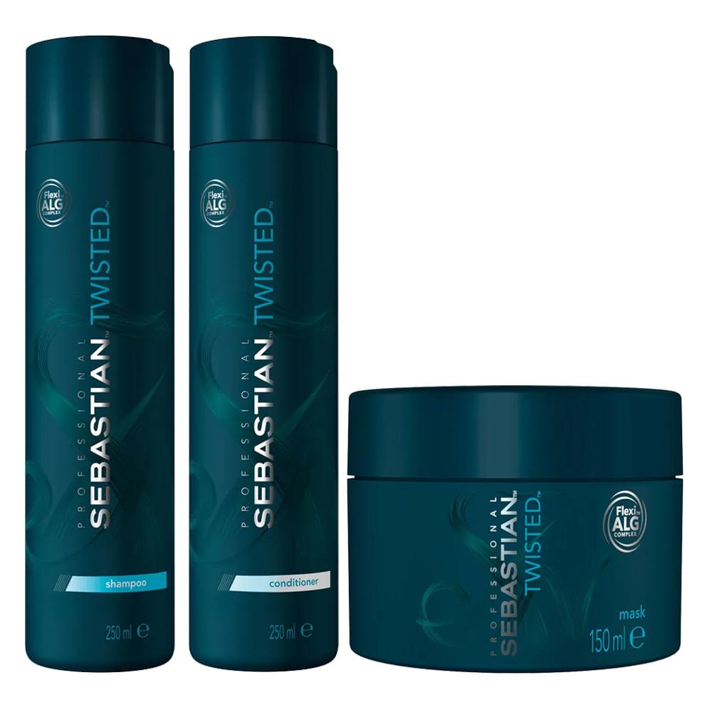 Kit Twisted Elastic Detangler Sebastian - Shampoo + Condicionador + Máscara - 1