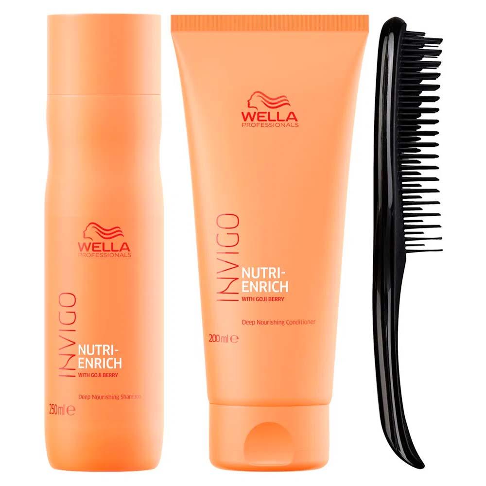 Wella + Tangle Teezer Cabelos Nutridos Kit Shampoo + Condicionador + Escova - 1
