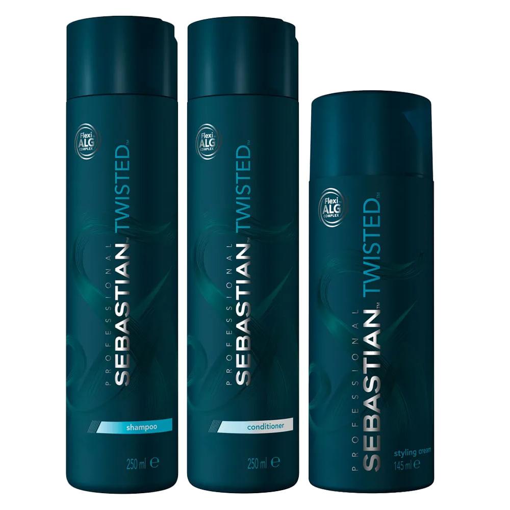 Kit Twisted Elastic Detangler Sebastian - Shampoo + Condicionador + Creme - 1