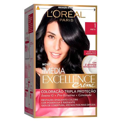 L'Oréal Paris Coloração Imédia Excellence 1 Preto Kit - 2 Unidades