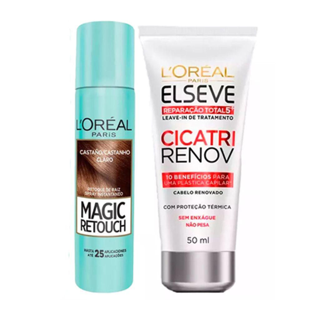 L'Oréal Paris Magic Retouch + Cicatri Renov Kit - Leave-In + Corretivo Capilar Castanho Claro - 1