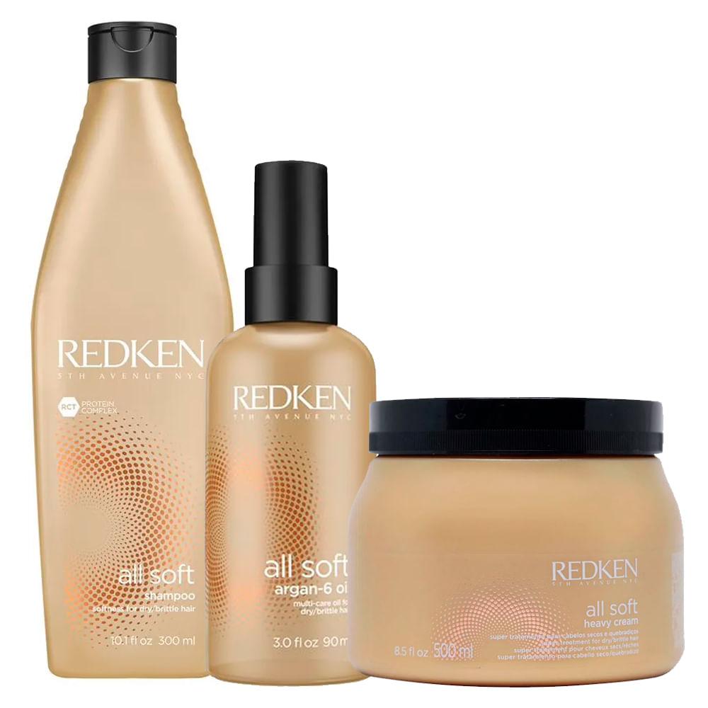Redken All Soft Kit - Shampoo + Óleo + Máscara de Tratamento - 1