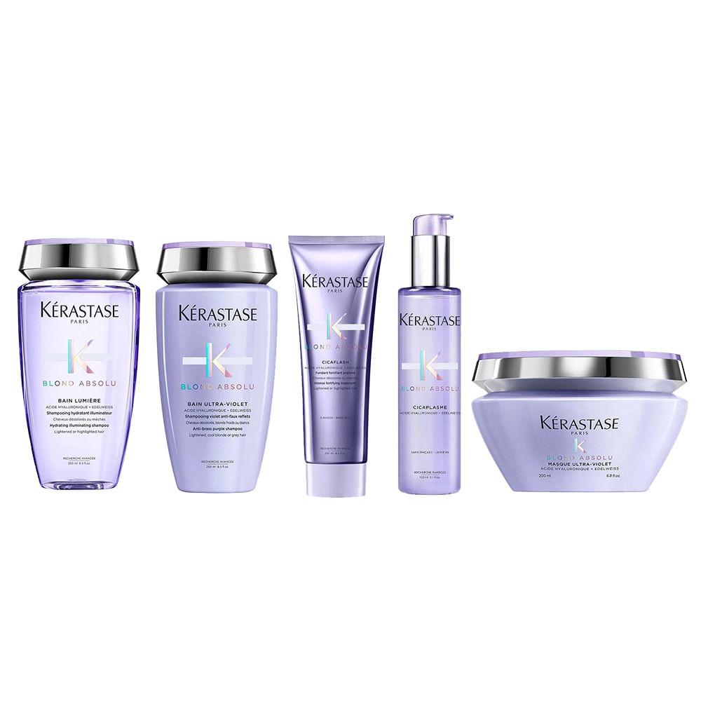 Kérastase Blond Absolu Kit - Máscara Desamareladora + Tratamento Fortalecedor + Sérum + 2 Shampoos - 1