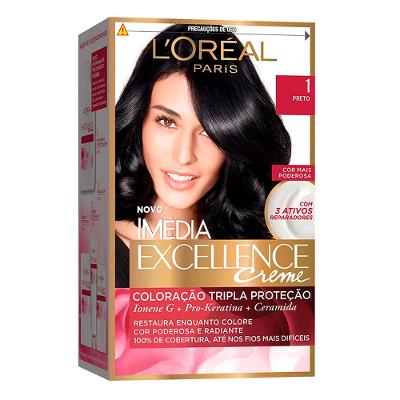 L'Oréal Paris Coloração Imédia Excellence 1 Preto Kit - 3 Unidades